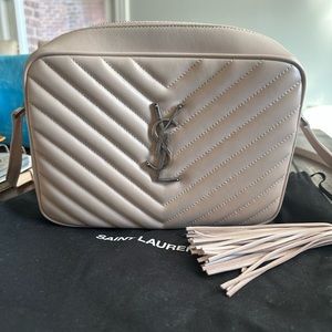 YSL Lou Camera Bag Light Pink all over leather crossbody